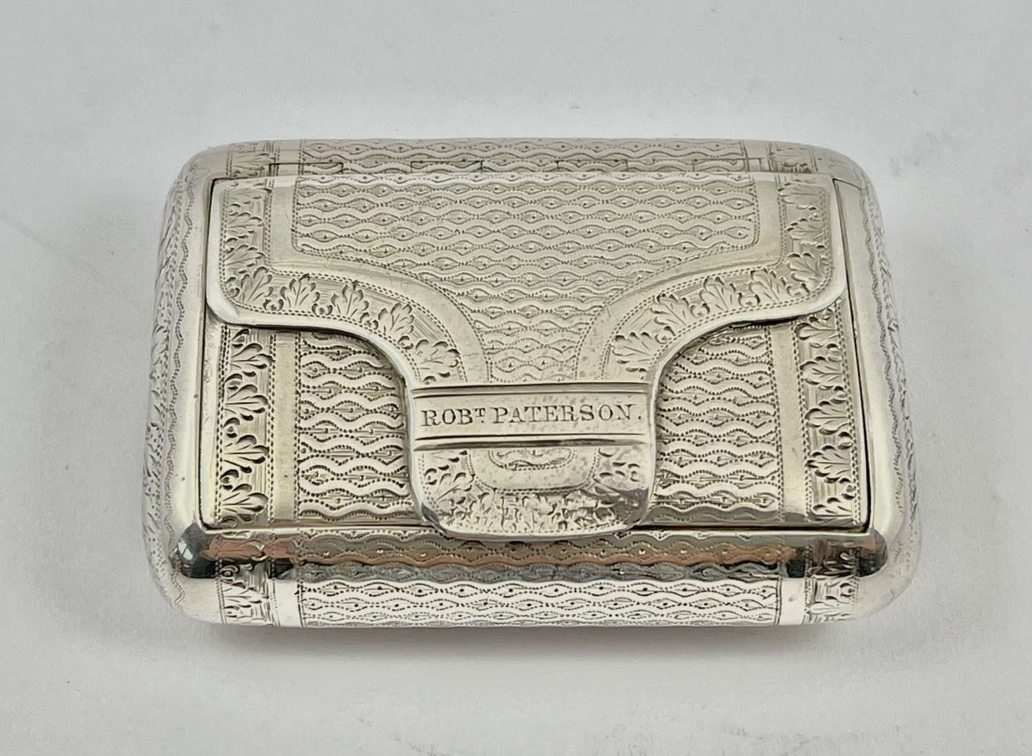 George III antique silver satchel snuff box, London 1819