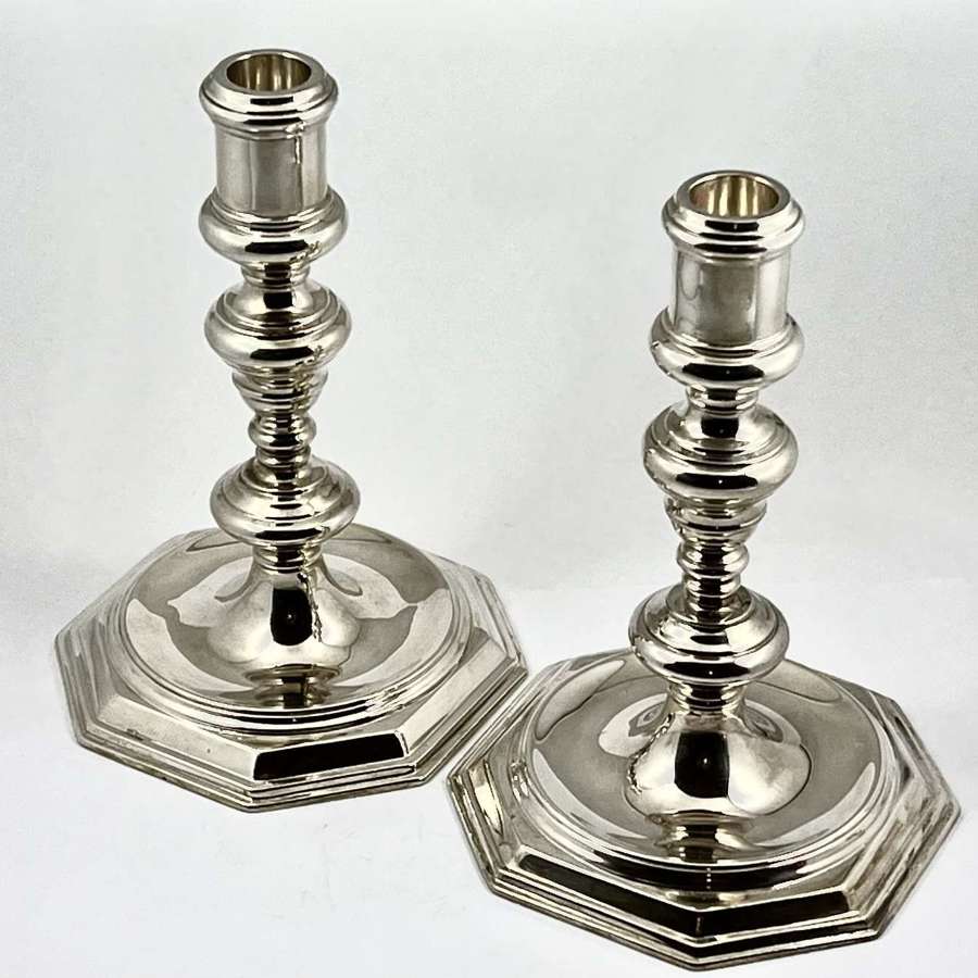 George VI matched pair of silver candlesticks, London 1931/52
