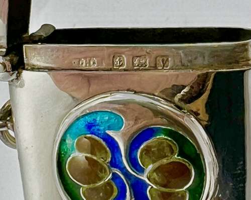 Archibald Knox Liberty designed enamelled silver vesta 1920