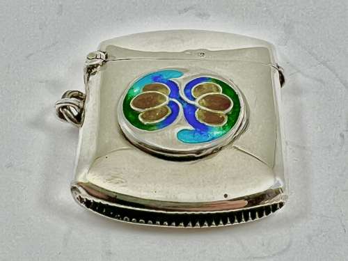 Archibald Knox Liberty designed enamelled silver vesta 1920