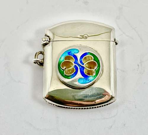 Archibald Knox Liberty designed enamelled silver vesta 1920