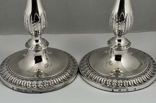 George III pair of antique silver candle sticks, Sheffield 1776