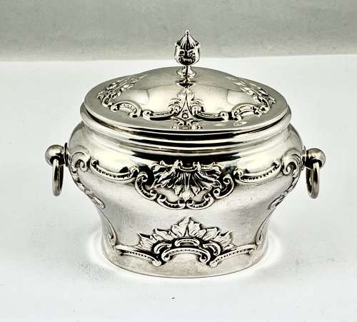 Edwardian antique silver tea caddy, London 1902