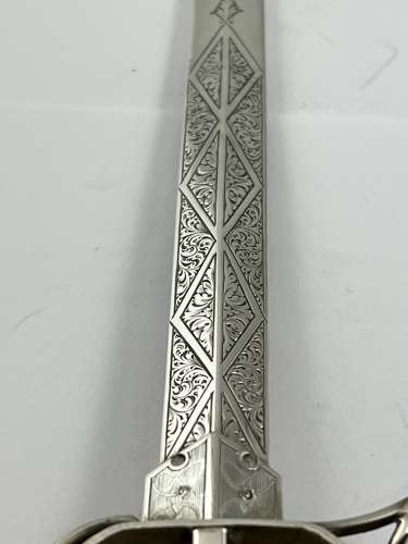 Victorian silver and agate sword paper knife, Edinburgh 1892
