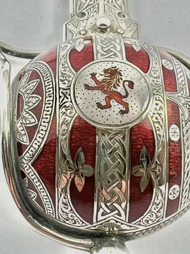 Victorian silver and agate sword paper knife, Edinburgh 1892