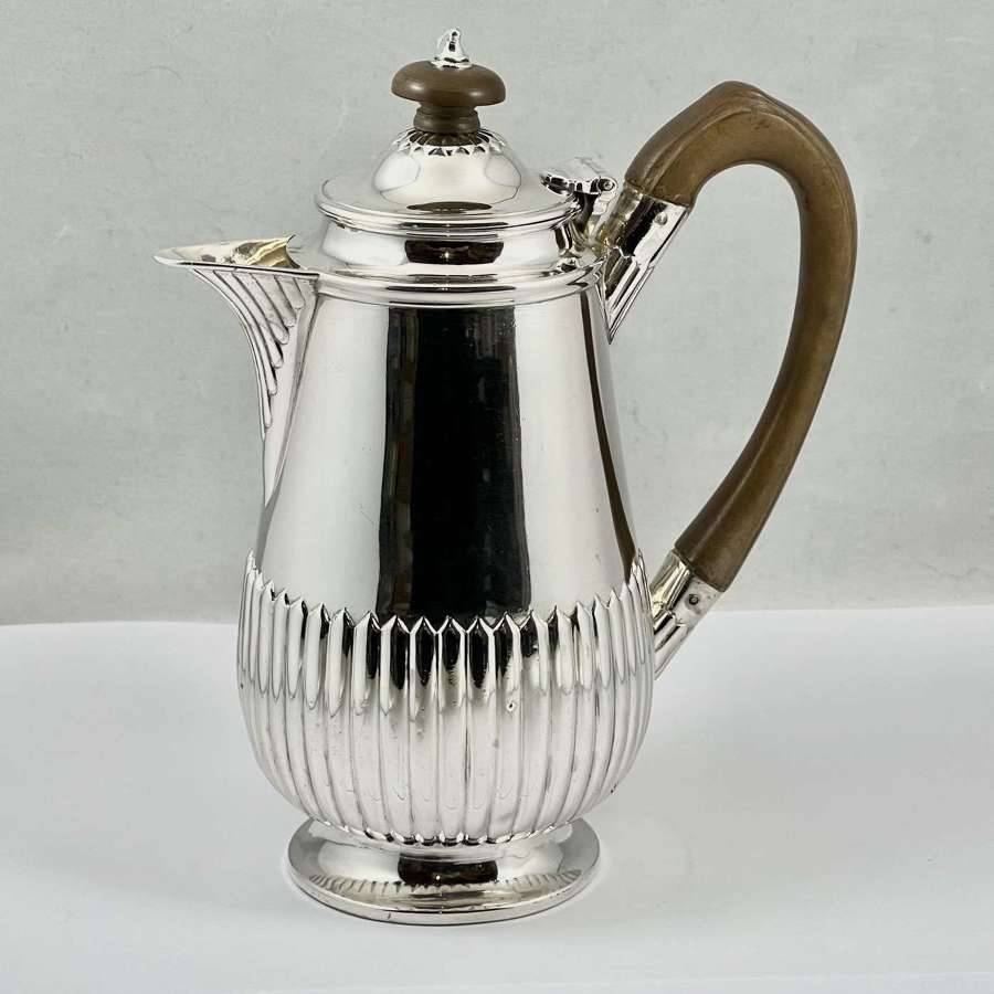 Victorian antique silver hot water pot, London 1881