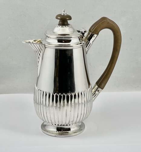 Victorian antique silver hot water pot, London 1881