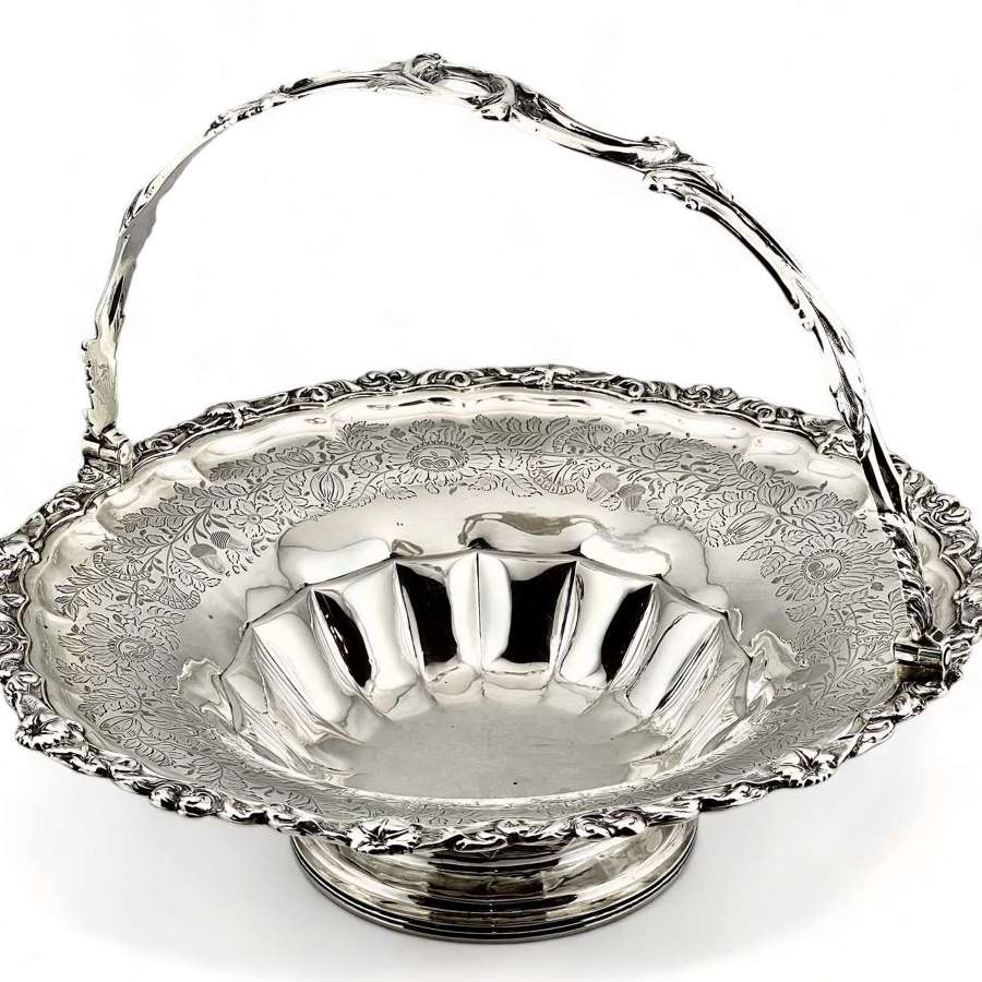 George III Newcastle silver bread basket. John Walton 1814