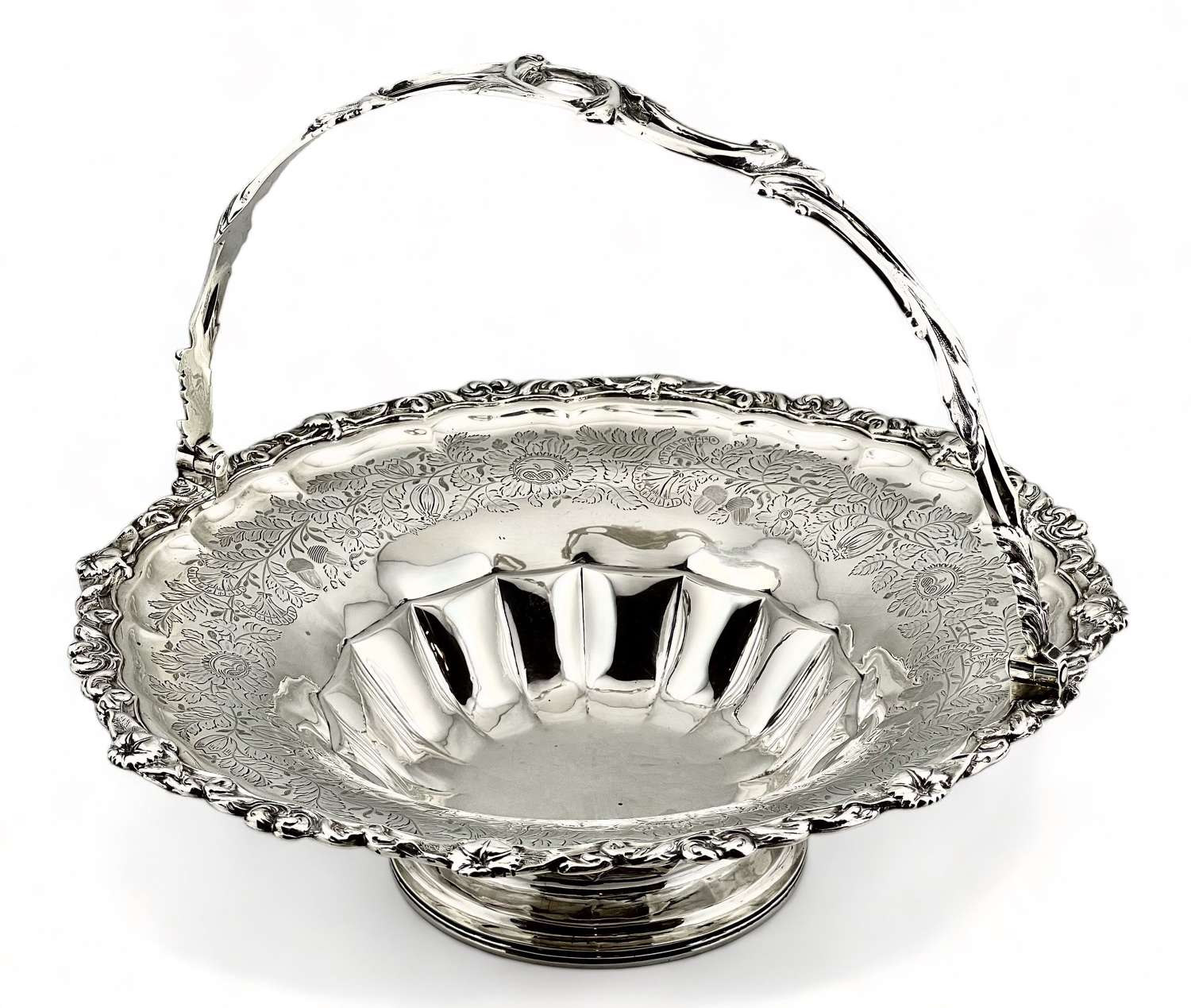George III Newcastle silver bread basket. John Walton 1814