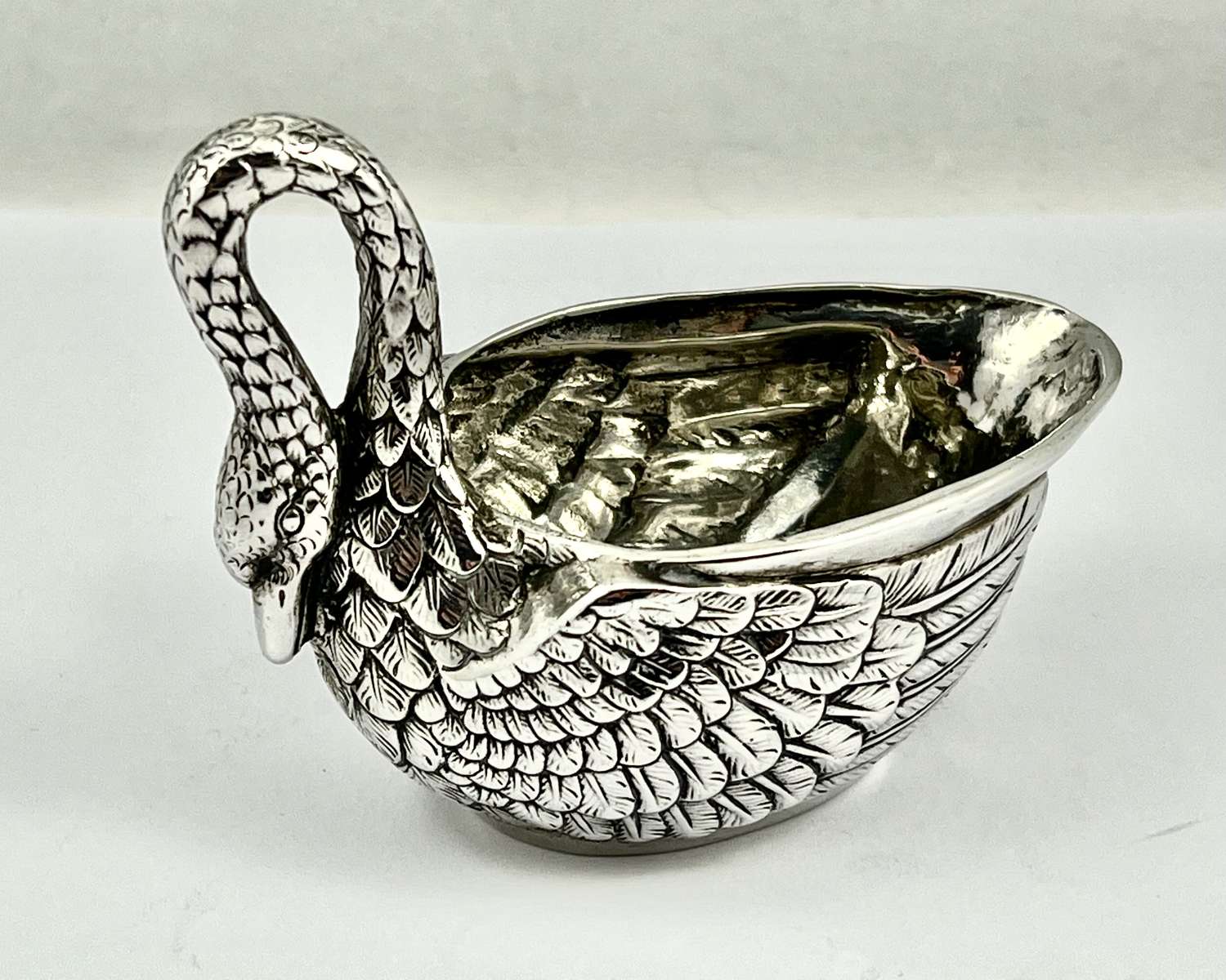 Rare antique silver swan milk jug, German c.1900