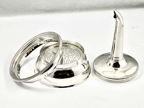 George III silver 3 piece wine funnel, London 1785