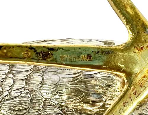 Elizabeth II continental silver and gilt table pheasants. c.1960