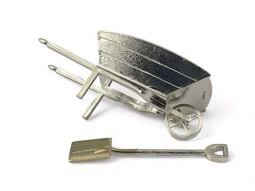 Elizabeth II silver “wheelbarrow “ salt, Francis Howard 2022
