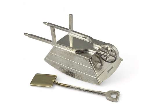 Elizabeth II silver “wheelbarrow “ salt, Francis Howard 2022