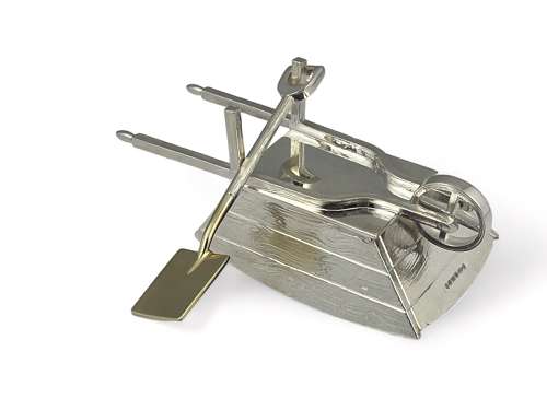 Elizabeth II silver “wheelbarrow “ salt, Francis Howard 2022