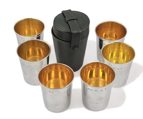 Elizabeth II set of 6 stacking silver beakers, London 1997.