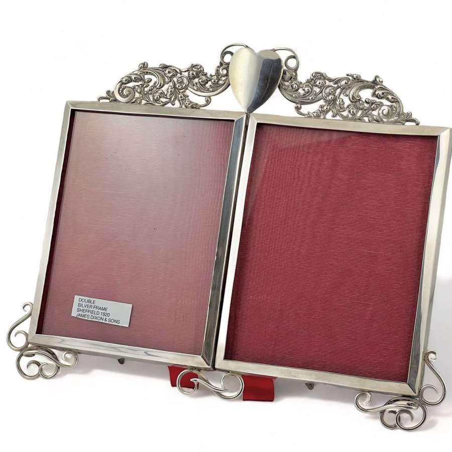 George V antique double silver picture frame, Sheffield 1920