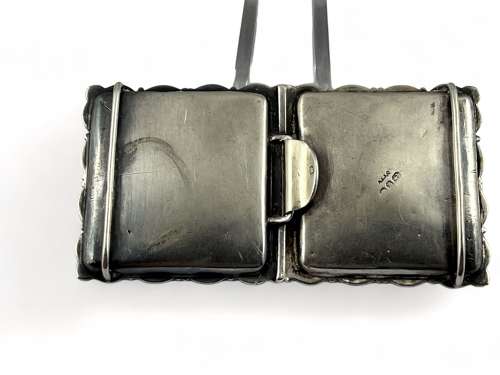 Victorian antique silver agate buckle, Birmingham 1895