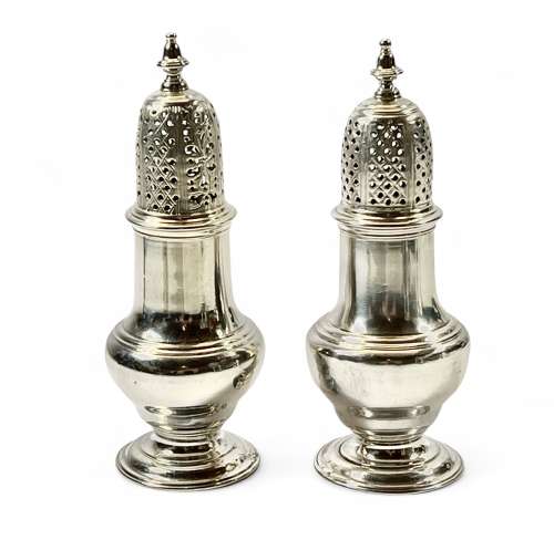 A matched pair of George II silver casters, Samuel Wood, 1746/1741