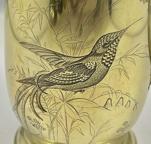 Victorian antique silver gilt art nouveau cup, London 1875.