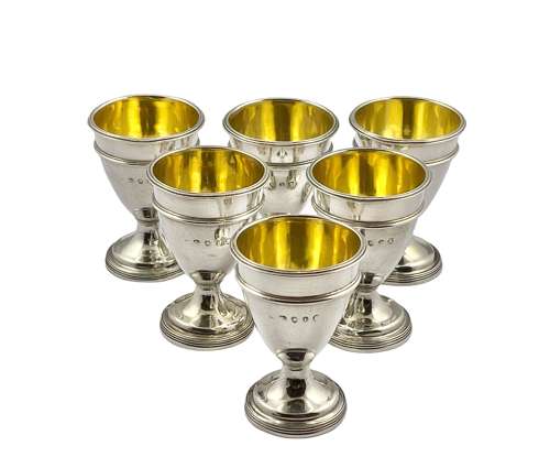 George III silver egg cruet set by Solomon Hougham, London 1804
