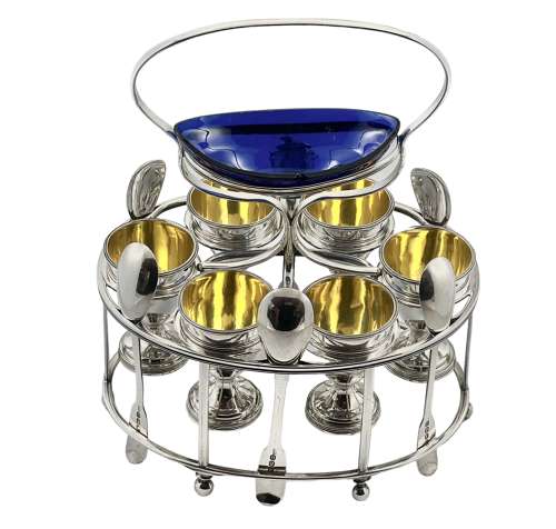 George III silver egg cruet set by Solomon Hougham, London 1804