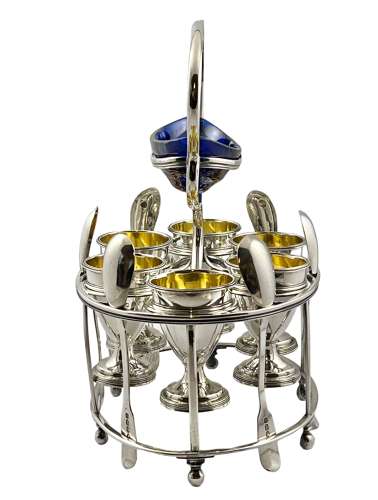 George III silver egg cruet set by Solomon Hougham, London 1804