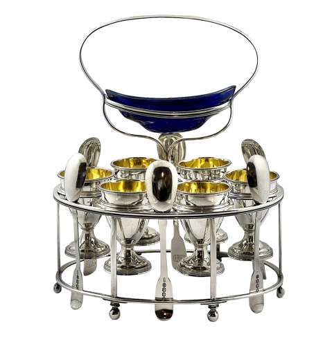George III silver egg cruet set by Solomon Hougham, London 1804