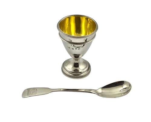 George III silver egg cruet set by Solomon Hougham, London 1804