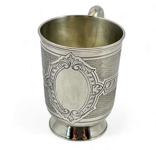 Victorian antique silver christening cup, Sheffield 1874