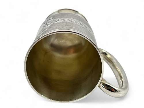 Victorian antique silver christening cup, Sheffield 1874