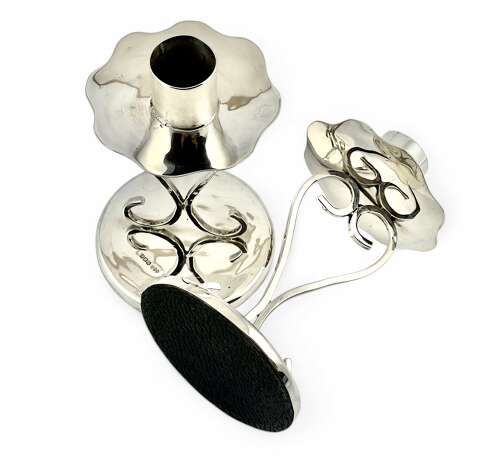 Elizabeth II pair of Scottish art nouveau silver candlesticks, Edinburgh 1997