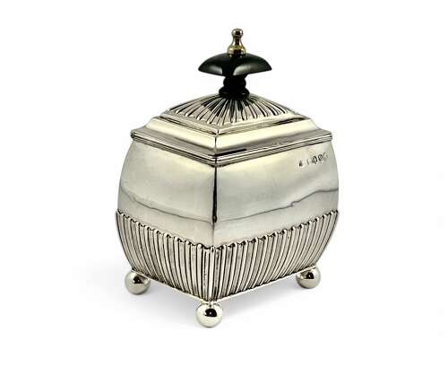 Victorian antique silver tea caddy, London 1887