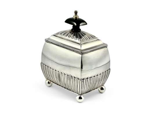 Victorian antique silver tea caddy, London 1887