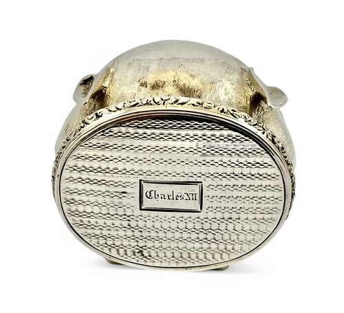 George IV antique silver Fox Head snuff box, Joseph Wilmore 1825