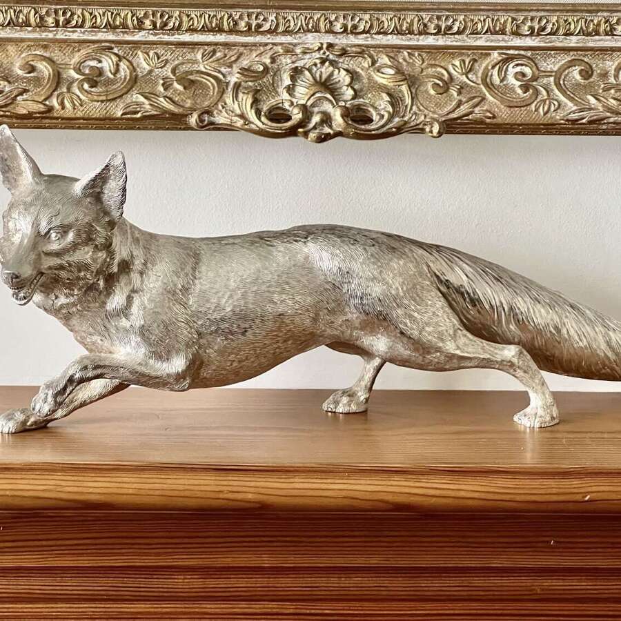 Elizabeth II very large 50cm hallmarked silver fox, London 1970