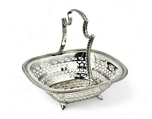 Edwardian antique silver basket, Sheffield 1909.