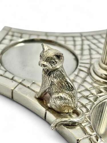 Elizabeth II silver Dustbin and cats condiment set, Garrards London 1995