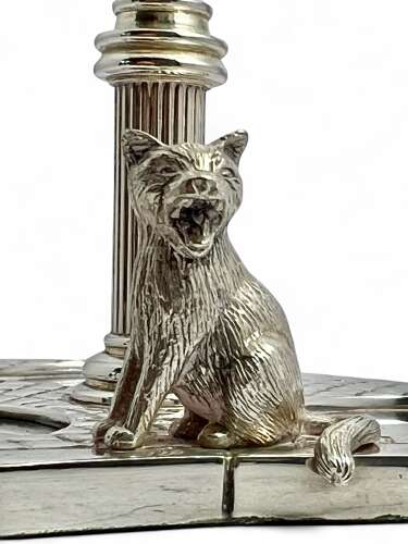 Elizabeth II silver Dustbin and cats condiment set, Garrards London 1995