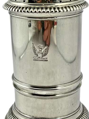 Extra large Victorian antique silver Georgian style caster, London 1875