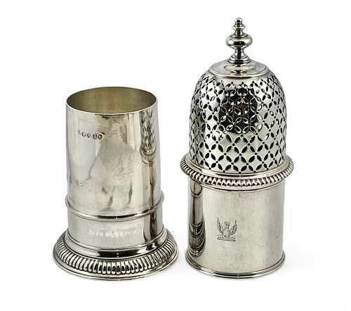 Extra large Victorian antique silver Georgian style caster, London 1875