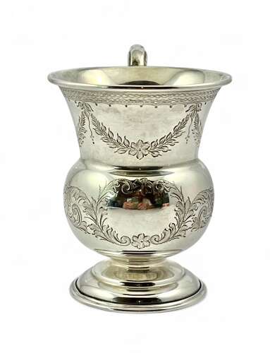 Edwardian antique silver christening cup, Birmingham 1910