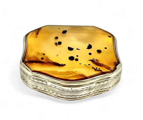 George IV silver agate pocket snuff box, Birmingham 1822