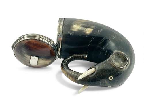 Victorian antique horn and silver snuff mull, Scotland c.1850