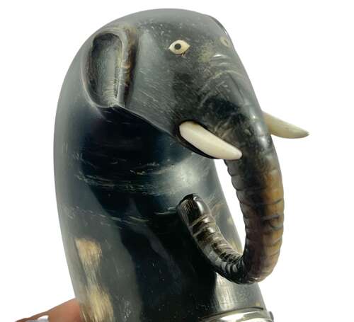 Victorian antique horn and silver snuff mull, Scotland c.1850