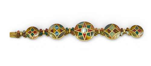 Victorian antique gold and agate Scottish bracelet c. 1860