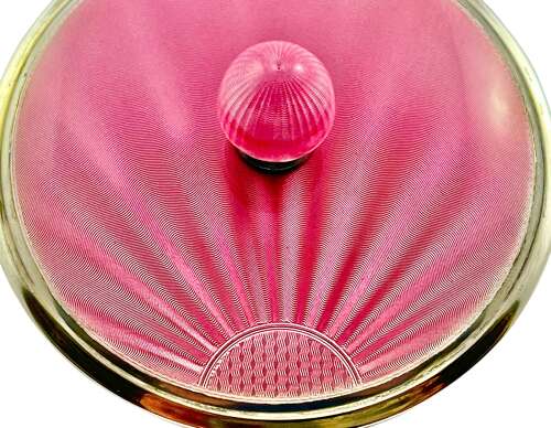 Edward VIII silver and pink enamel dressing table bowl, Birmingham 1936