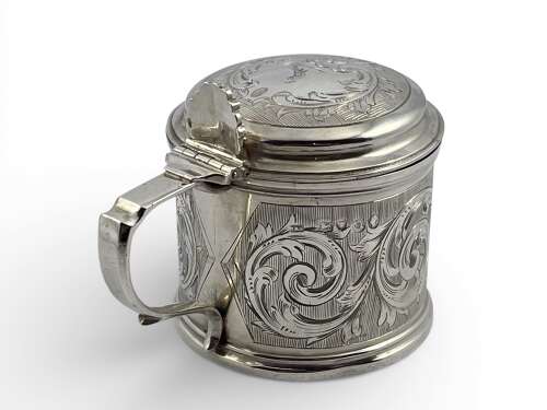 Early Victorian antique silver mustard pot, London 1851