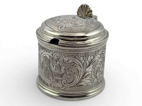 Early Victorian antique silver mustard pot, London 1851
