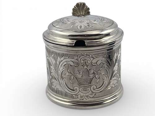 Early Victorian antique silver mustard pot, London 1851